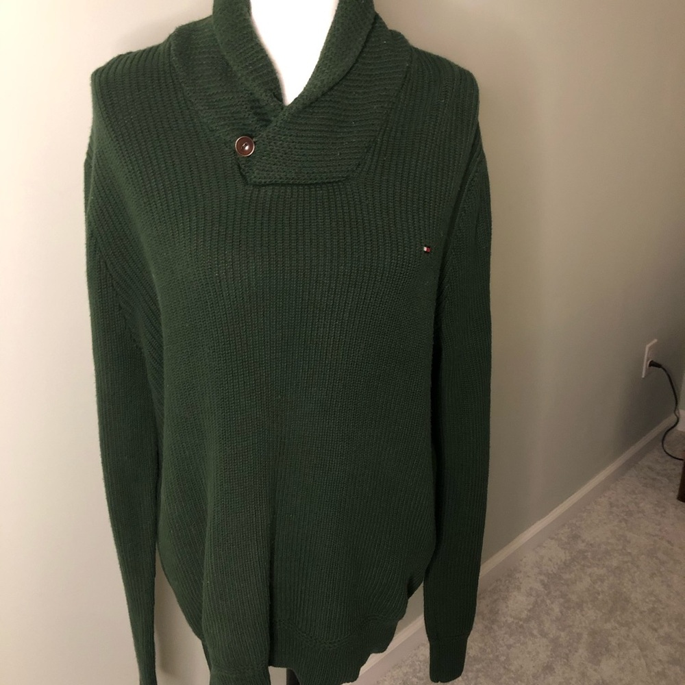 Hunter Green Shawl Collar Sweater